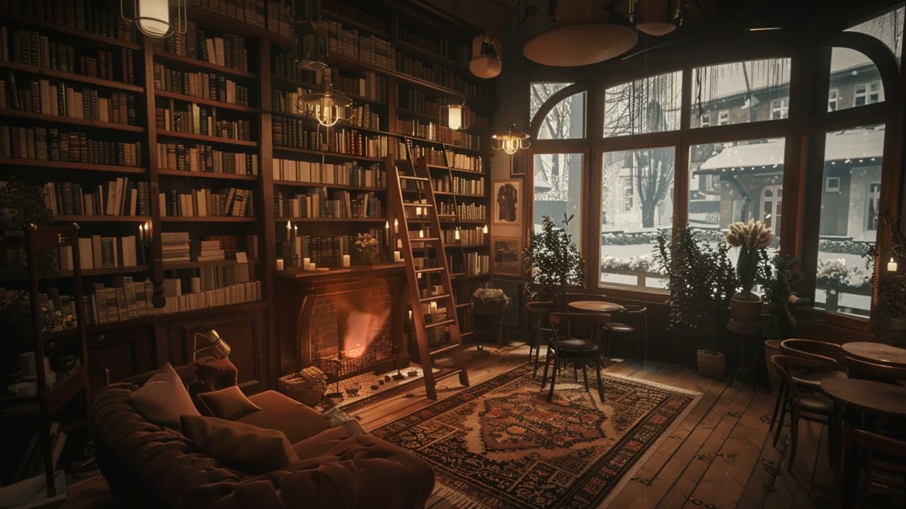 1950s Nostalgic Ballroom Jazz | Winter Day in a Cozy Library Cafe | Vintage Jazz
