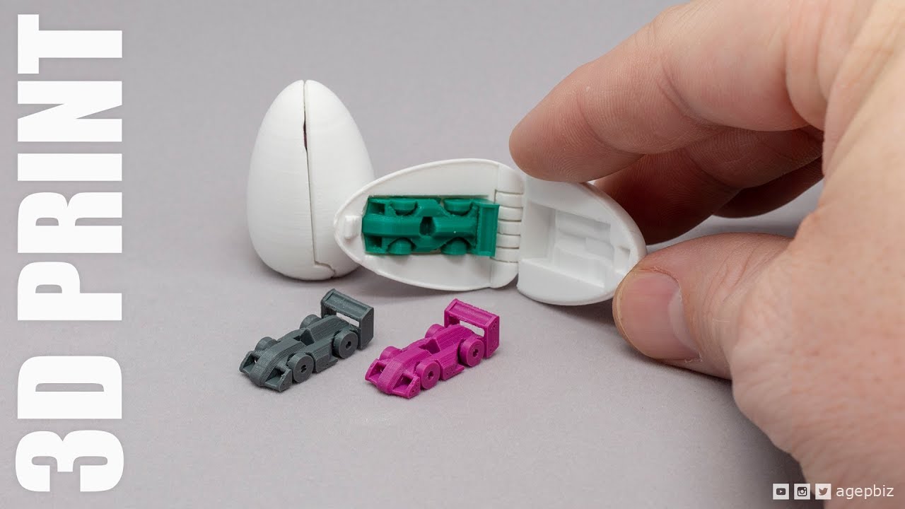 3D Printable Surprise Egg #8 - Tiny Racecar - Using an affordable 3D Printer