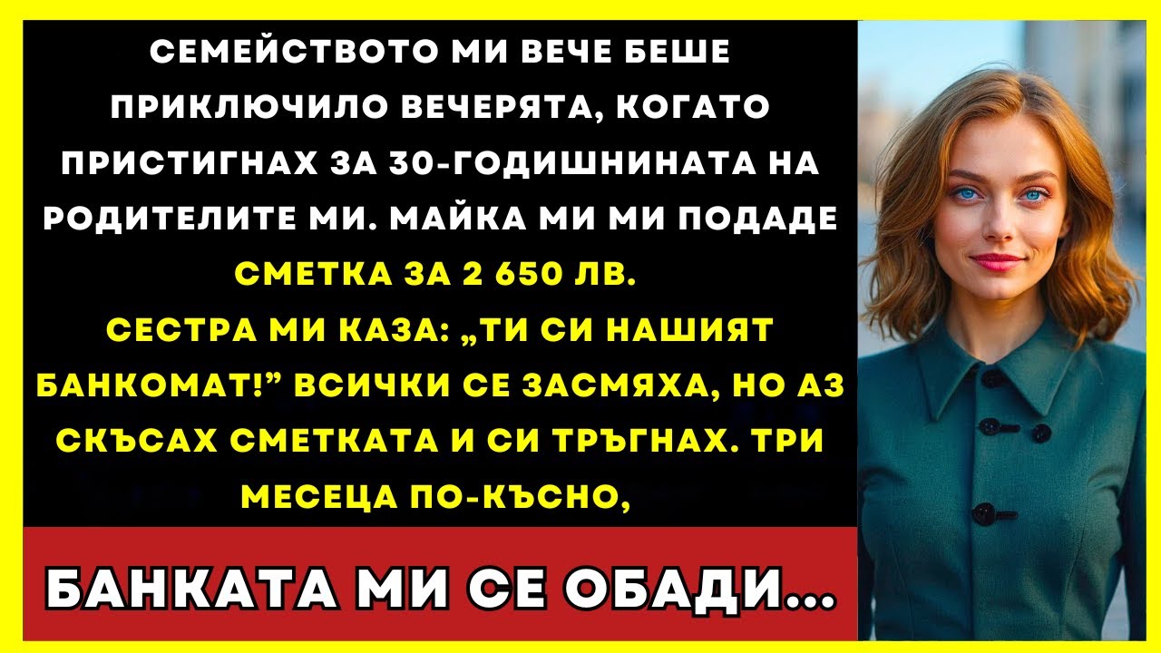 Семейството Вече Беше Свършило Вечерята. На 30-Годишнината Мама Ми Даде Сметка За 2.650 Лв...