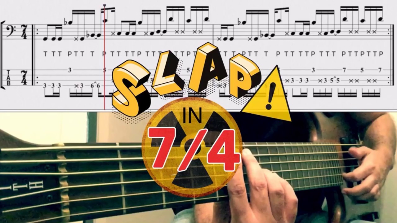 Basslines Only #7 - SLAP BASS in 7/4 Odd Meter with Playalong, Notation and Tab