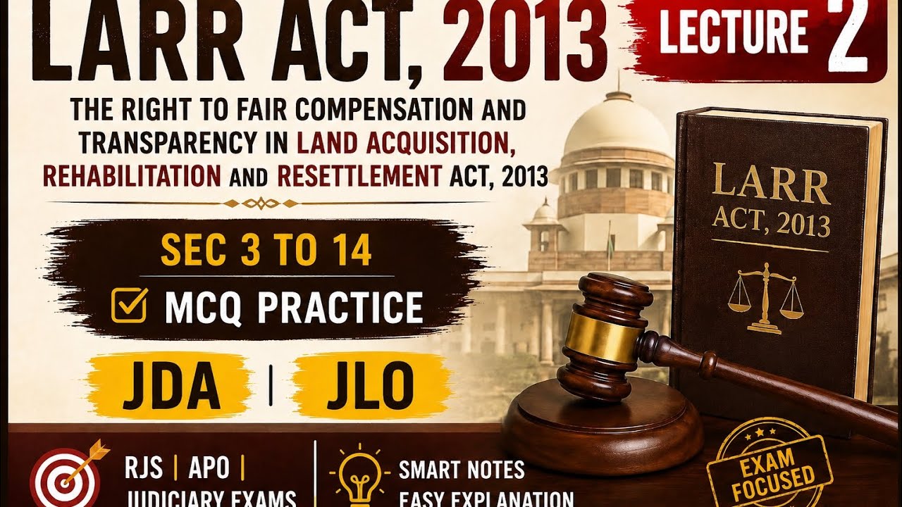 LARR Act 2013 One Shot Revision | Sections 3&ndash;14 | Most Important MCQs | JDA/JLO@Miss.Rajpurohit24 