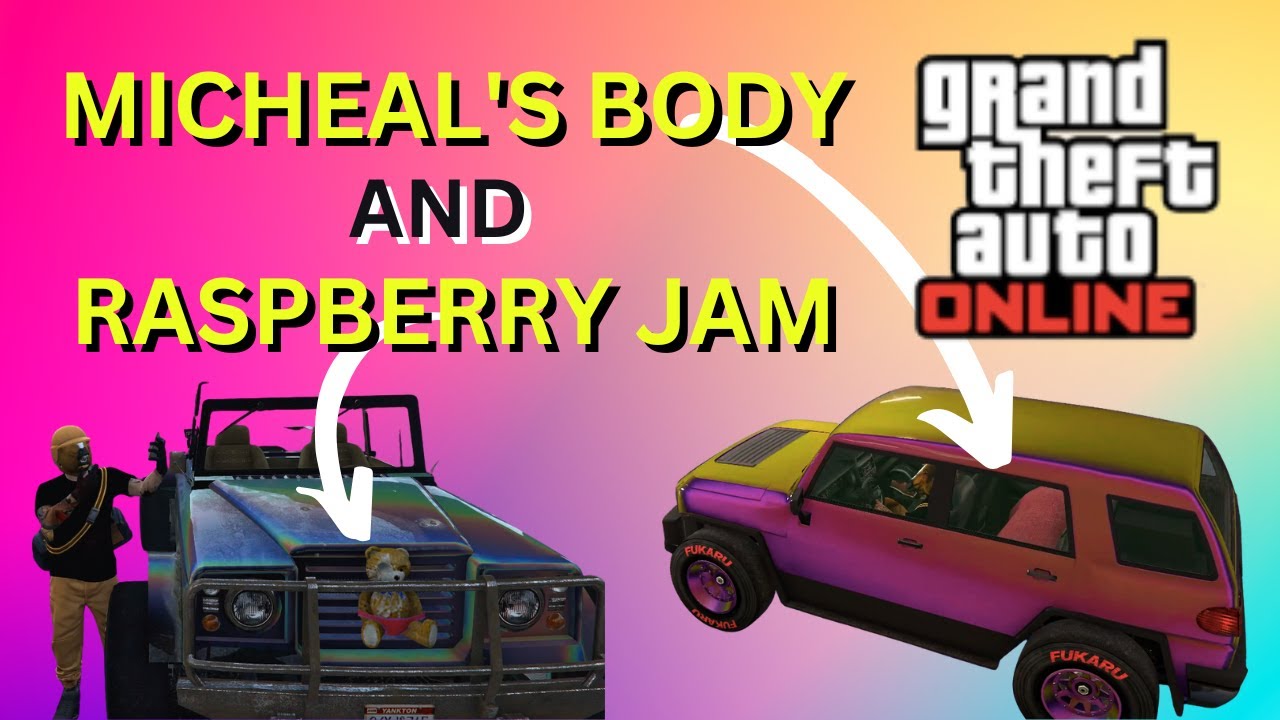Jimmy's car with Micheal's body and Trevor's truck with Raspberry jam!! #GTA #gaming #glitch #merge