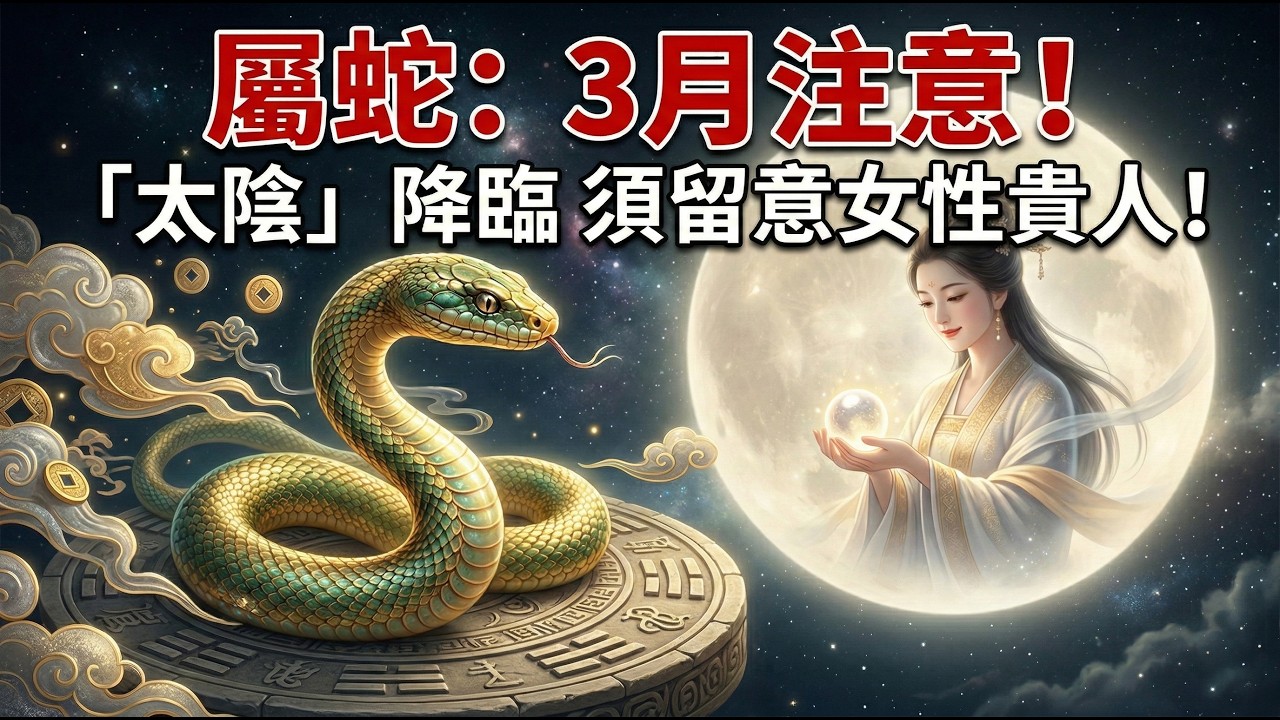 屬蛇人逆天改命：陽曆3月「太陰」高照，這個女性貴人會帶給你一個翻身機緣！#屬蛇2026運勢 #改命 #2026生肖蛇運勢 #太陰星 #貴人 #翻身 #財運 #事業運 #風水 #2026屬蛇 #生肖蛇