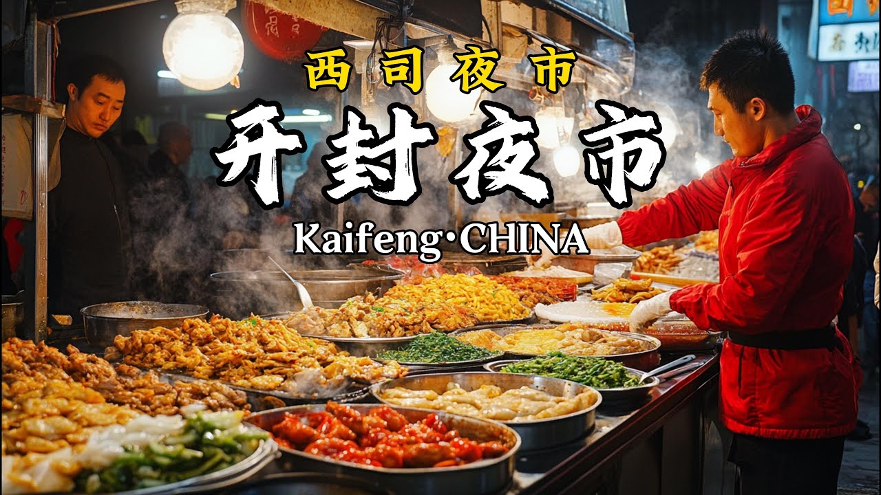 开封夜市，西司夜市，“东京汴梁”的平民夜市，物美价廉，开封灌汤包/羊肉炕馍/炒凉粉/烧饼夹肉盒/开封拉面/特色砂锅等美食Night Market in Kaifeng，China
