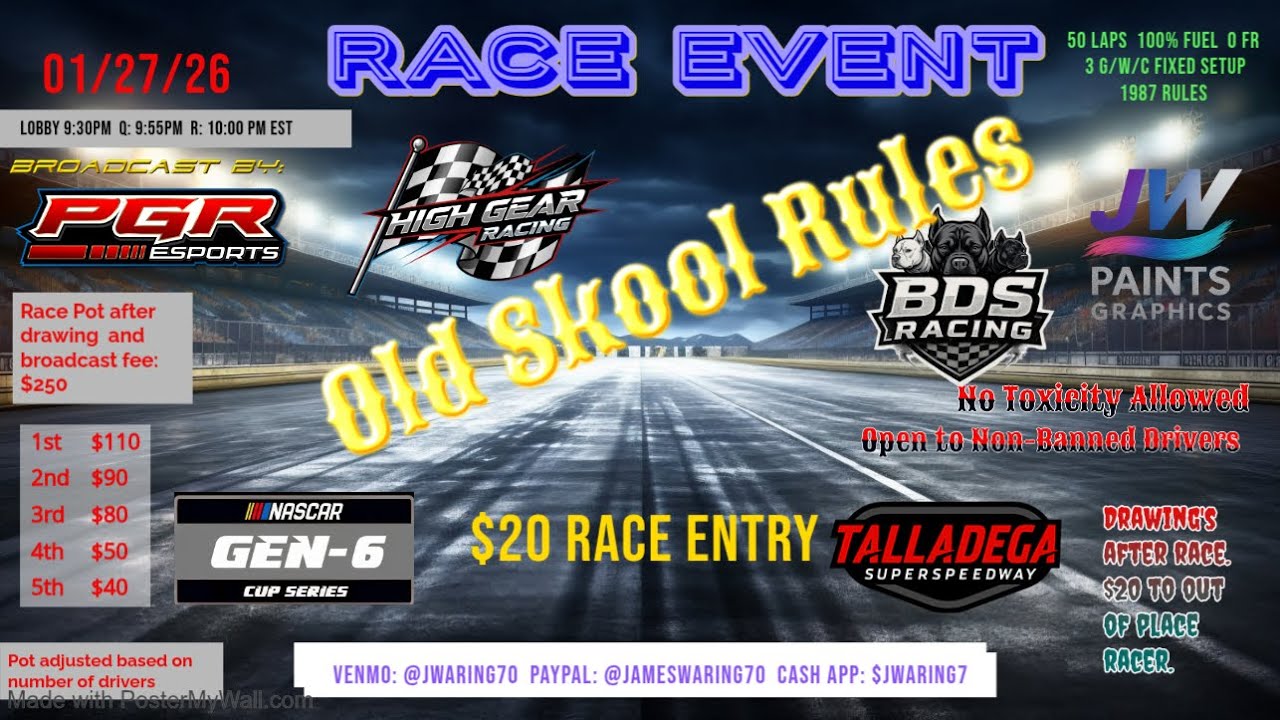 High Gear Racing | Talladega | Gen-6 | Old Skool Rules | 1/27/26 | PGR eSports