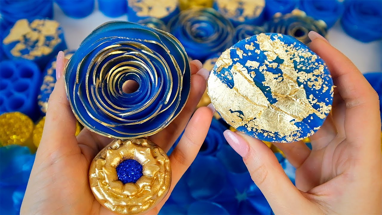 ⭐ASMR ⭐ Clay cracking. Crushing soap boxes with starch & glitter. Satisfying soap video.