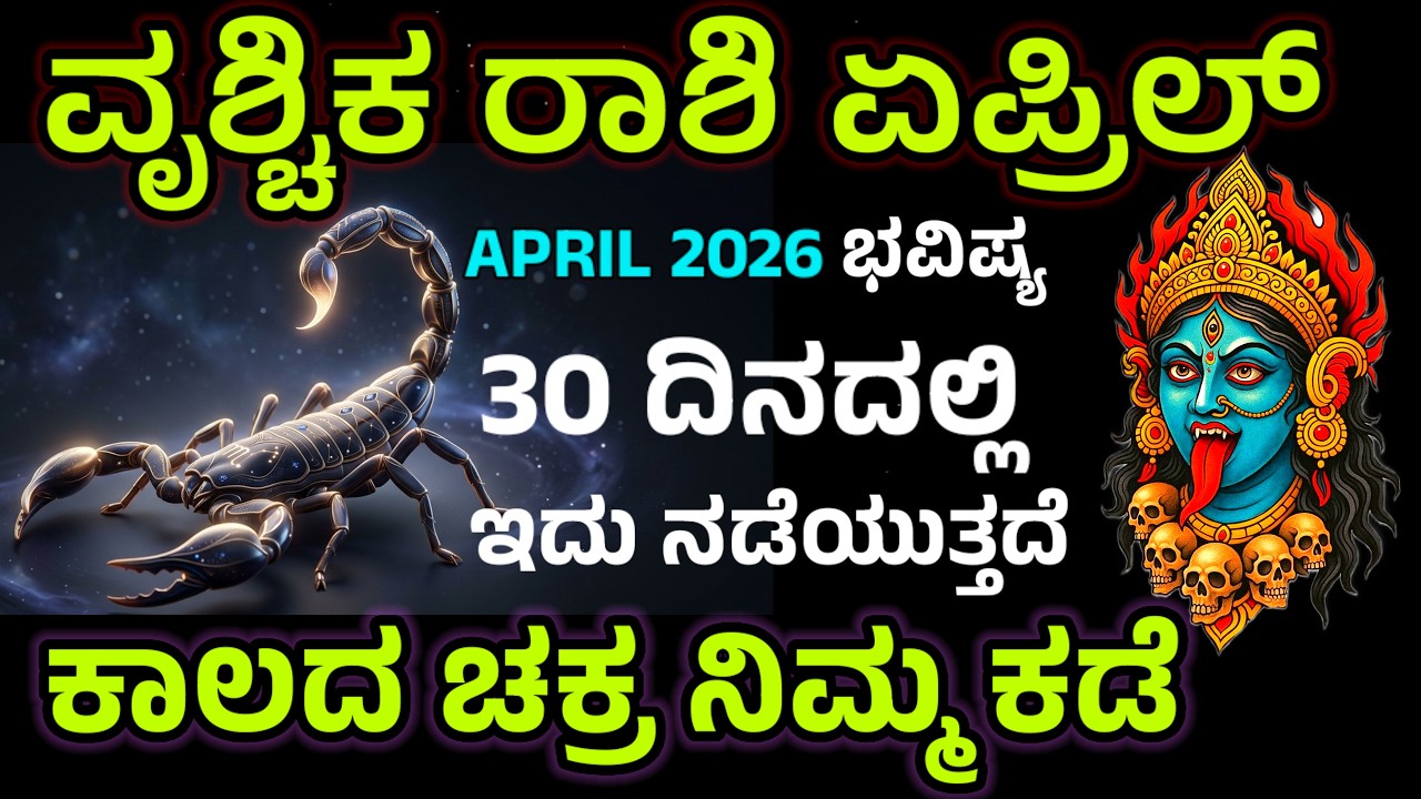 ವೃಶ್ಚಿಕ ರಾಶಿಯ ಏಪ್ರಿಲ್ 2026 ನಿರೀಕ್ಷೆಗೂ ಮೀರಿದ ತಿರುಗು | vrishchik Rashi changes april 2026 bhavishya