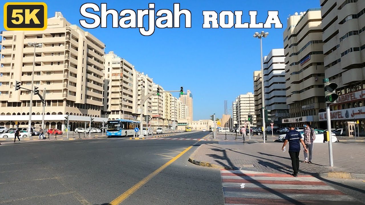 [5K] Sharjah 🇦🇪 Rolla , Bank street old Sharjah area complete walk tour amazing view beautiful city