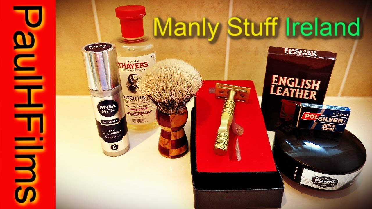 Manly Stuff - Solid Brass DE Razor (Ireland) | English Leather Cologne