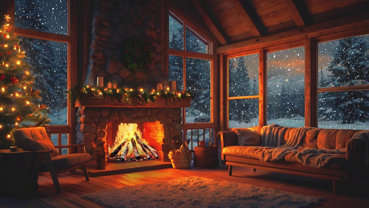 Soft Winter Glow Jazz ❄️ Cozy Fireplace Ambience for Calm Focus
