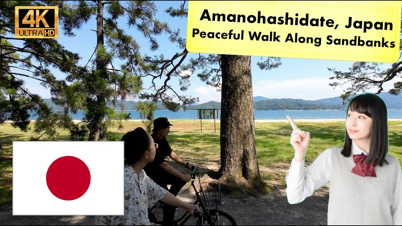 Amanohashidate Sandbar Walking Tour  Kyoto Japan ASMR 4K  Three Scenic Views Beach Sandbanks
