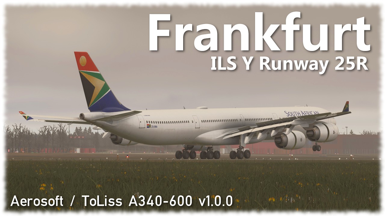 [FS2024] A340-600 rainy landing @ Frankfurt (Cockpit & Runway View)