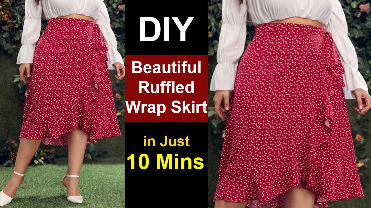 DIY Beautiful Wrap Skirt with Frills | High Low Ruffled Wrap Skirt | Easy & Fast Method