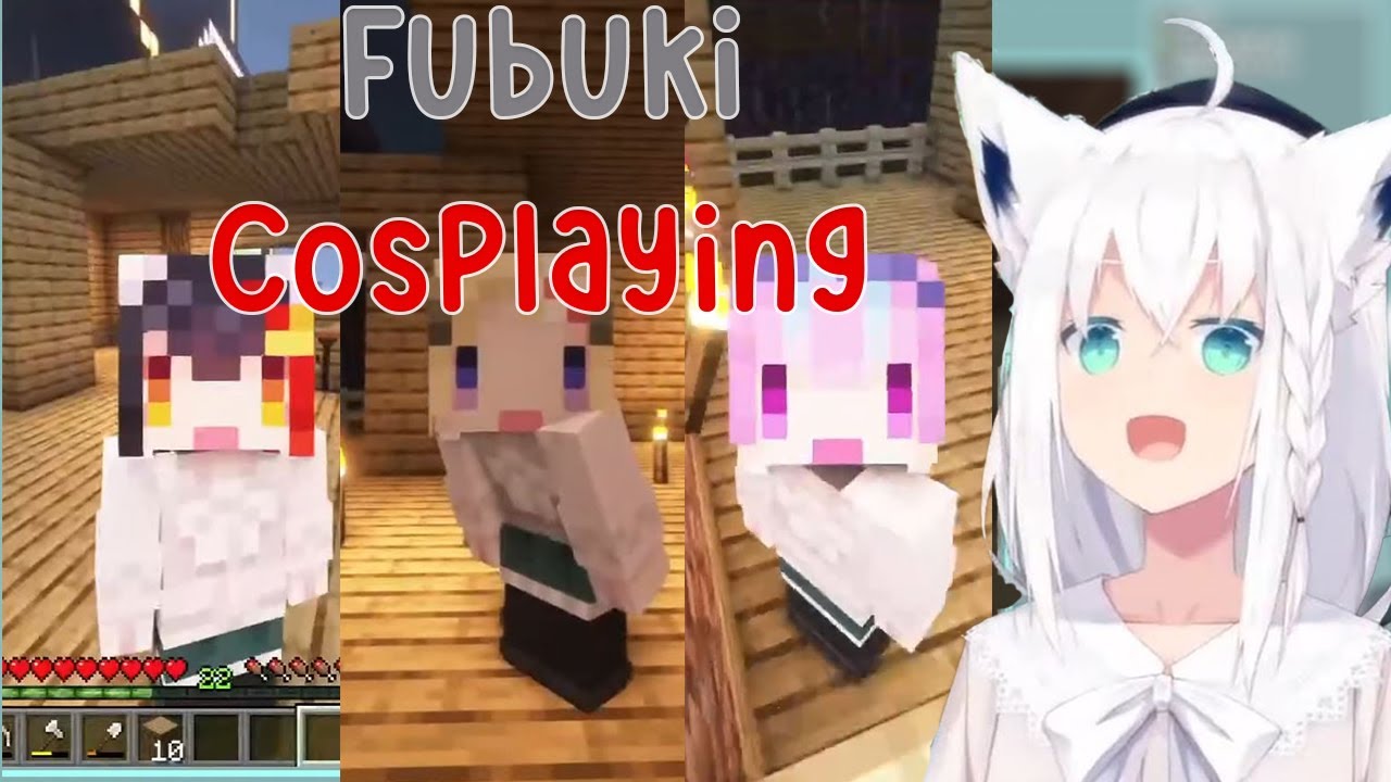 Fubuki Cosplaying as Other Holo Members and Do Their Lines in Minecraft!!!!