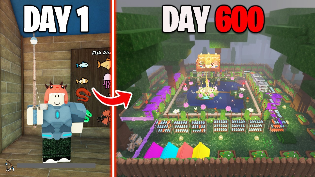 600 Days to Build a FISHING BASE in 99 Nights in the Forest