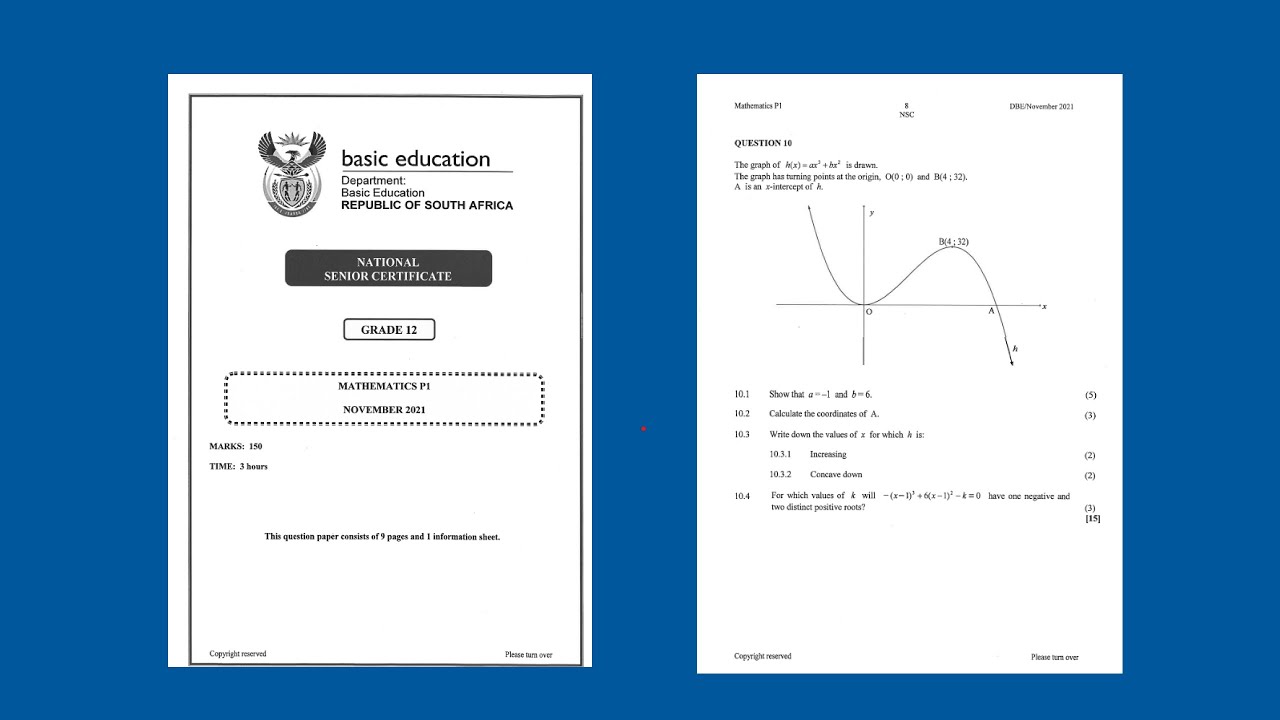 Cubic Functions | Calculus Grade 12 Maths P1 November 2021 Past Exam Memo
