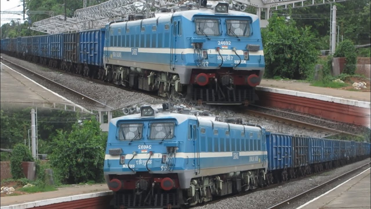 unexpectedly Freight train Stops At Station || because signal Not Cleared Goods Train Arrival&depar