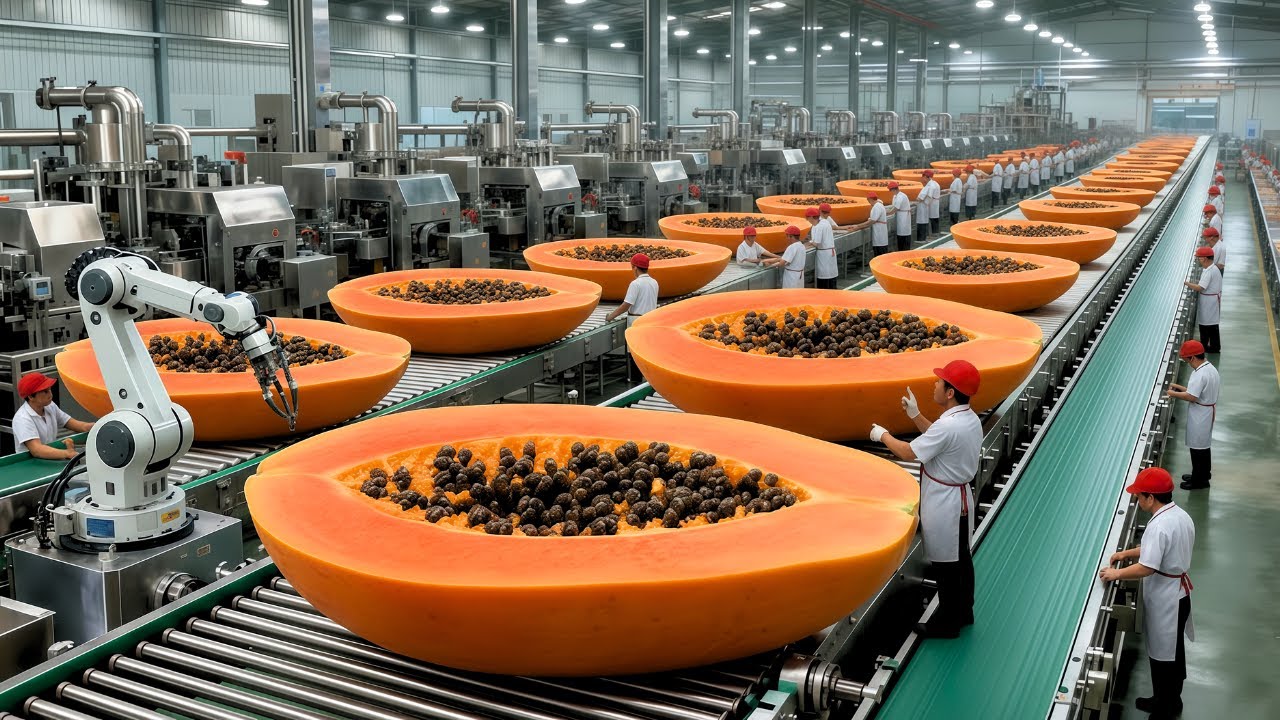 Inside the Papaya Factory 🏭 How Millions of Papayas Are Processed Every Day