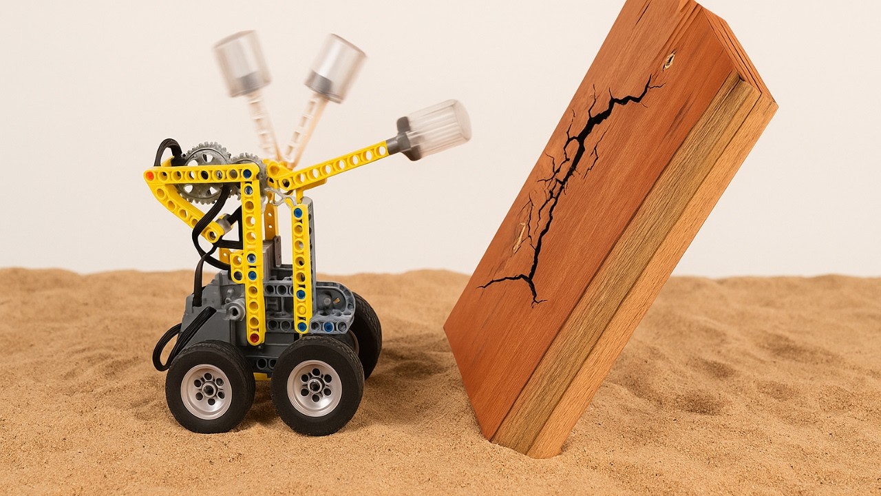 Lego Engineering: Driving LEGO Car Breaking Through Walls | Brick Sound