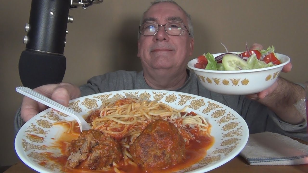 ASMR Making and Eating Spaghetti with Meatballs