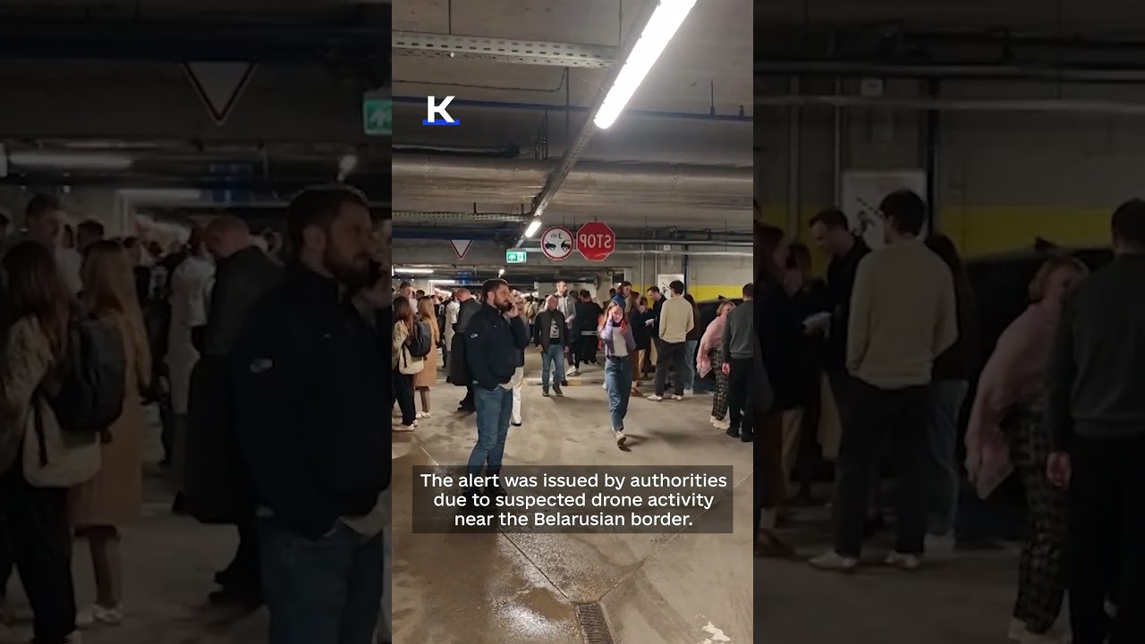 Residents of Vilnius shelter during drone threat