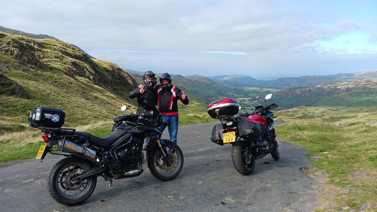 The Infamous Hardnott Pass. See Andy, Adie Attempt This Difficult Pass. Suzuki GX Triumph 800