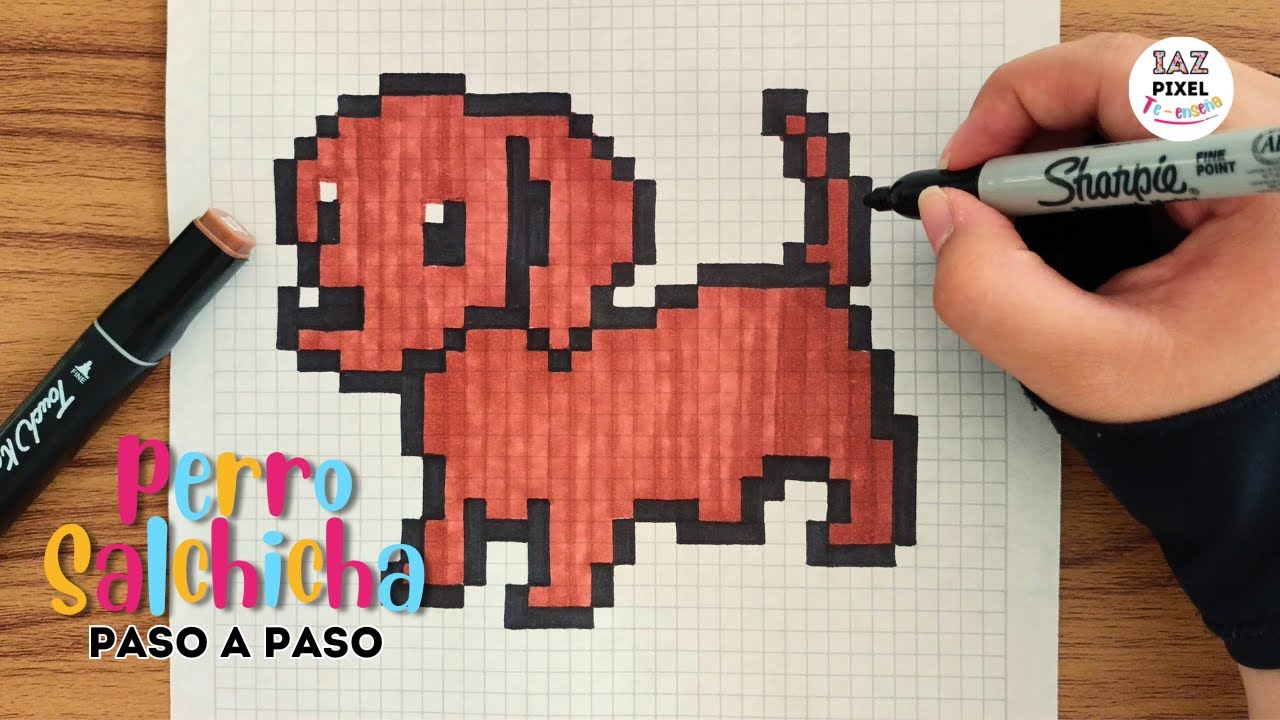 Como pintar un PERRO SALCHICHA en PIXEL ART – Tutorial paso a paso #pixelart #perrosalchicha