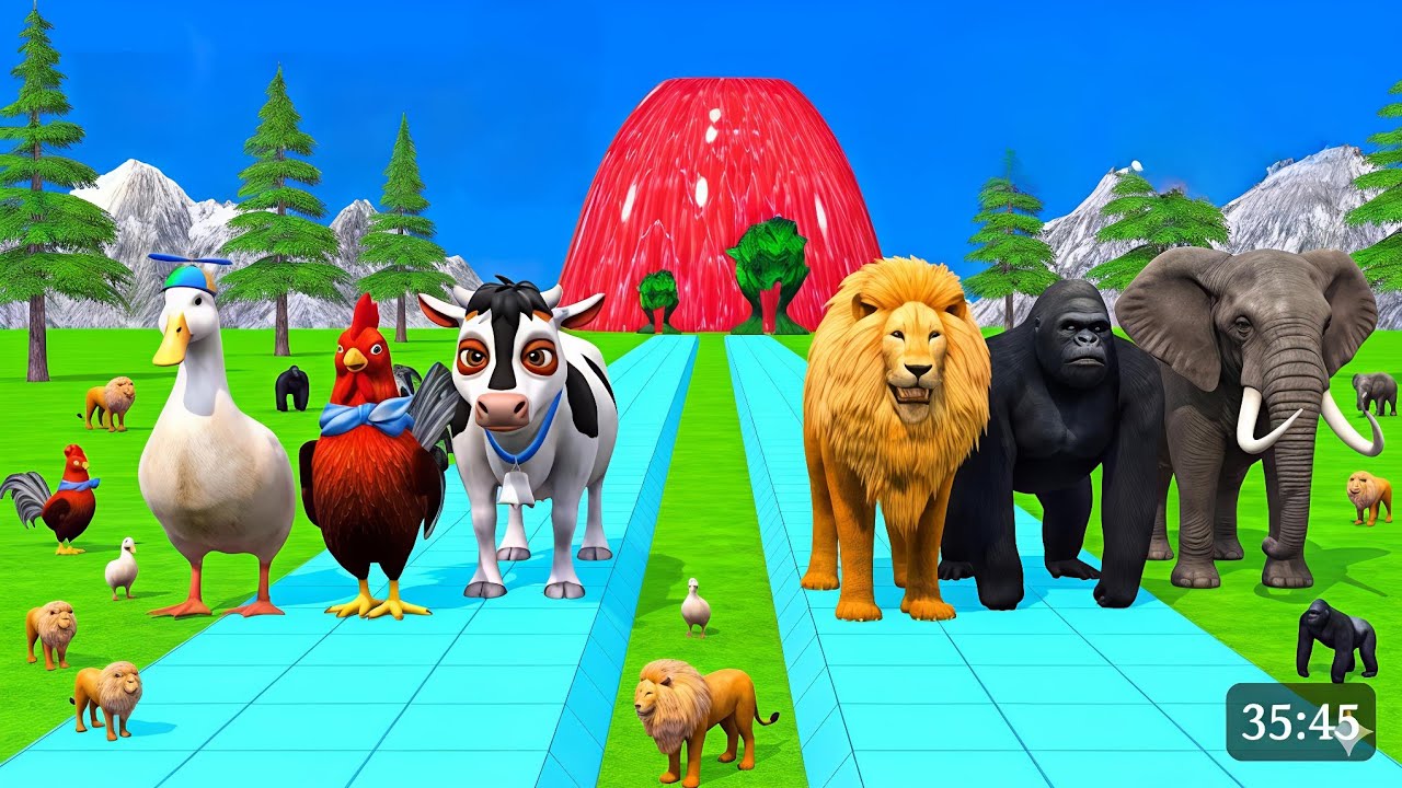 Slide Puzzle: Cow Elephant Gorilla Hippo Tiger 😍 All Funny 3D Levels!
