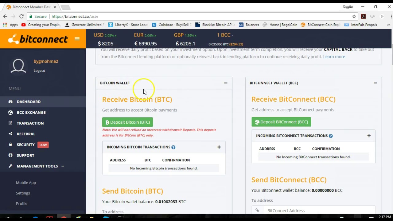 How to find your Bitcoin Wallet Address in Bitconnect