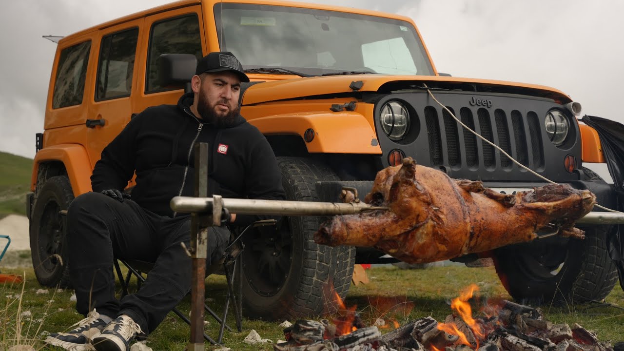 Готовим барашек на вертеле в горах !!! lamb on a spit