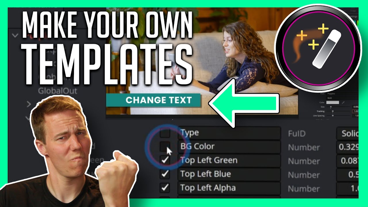 Create a Motion GFX TEMPLATE from your Fusion Comps! - DaVinci Resolve Fusion Tutorial