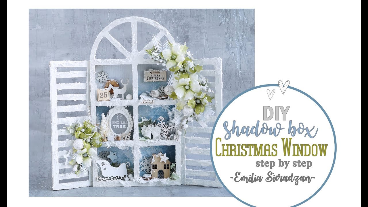 Mixed Media Christmas Window Shadow Box / 
