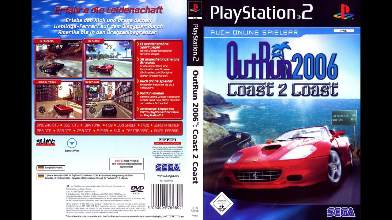 OutRun 2006: Coast 2 Coast (NTSC) 4K Full Walkthrough No Commentary PS2 PCX2 PC