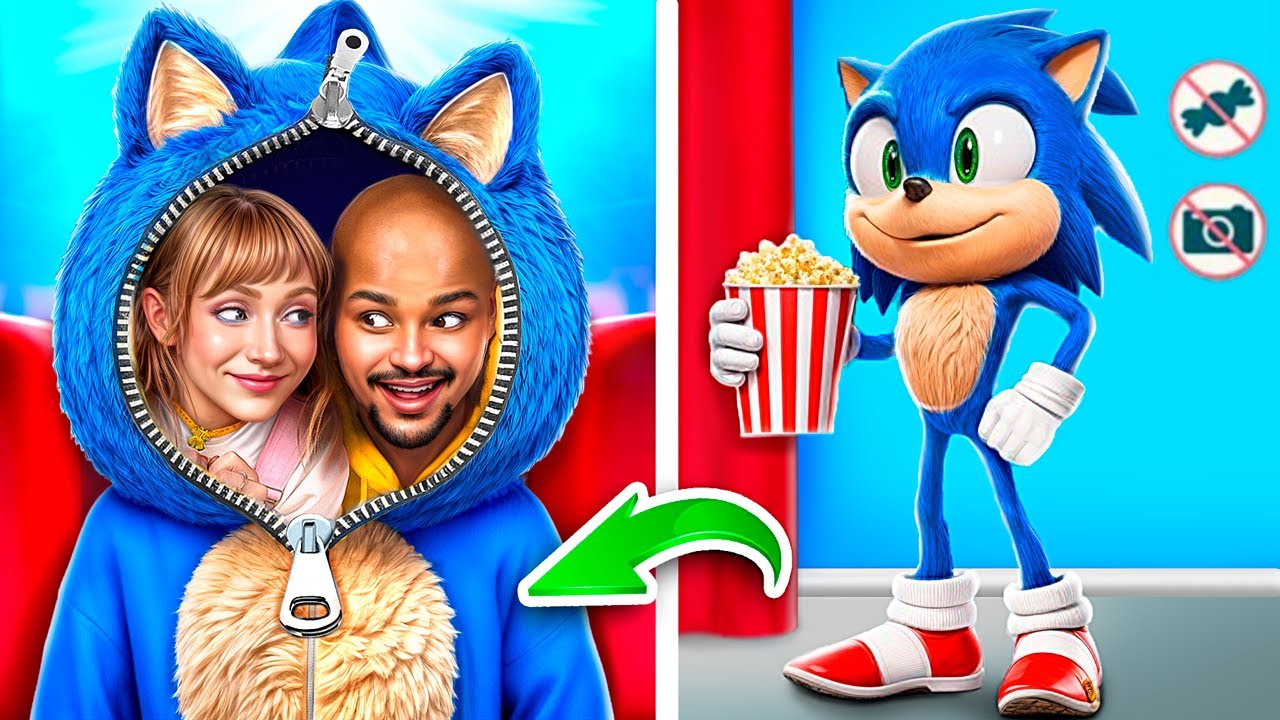 ¿Sonic falso o real? ¡El equipo de Sonic contra los Impostores! Desafío de colarse en las películas