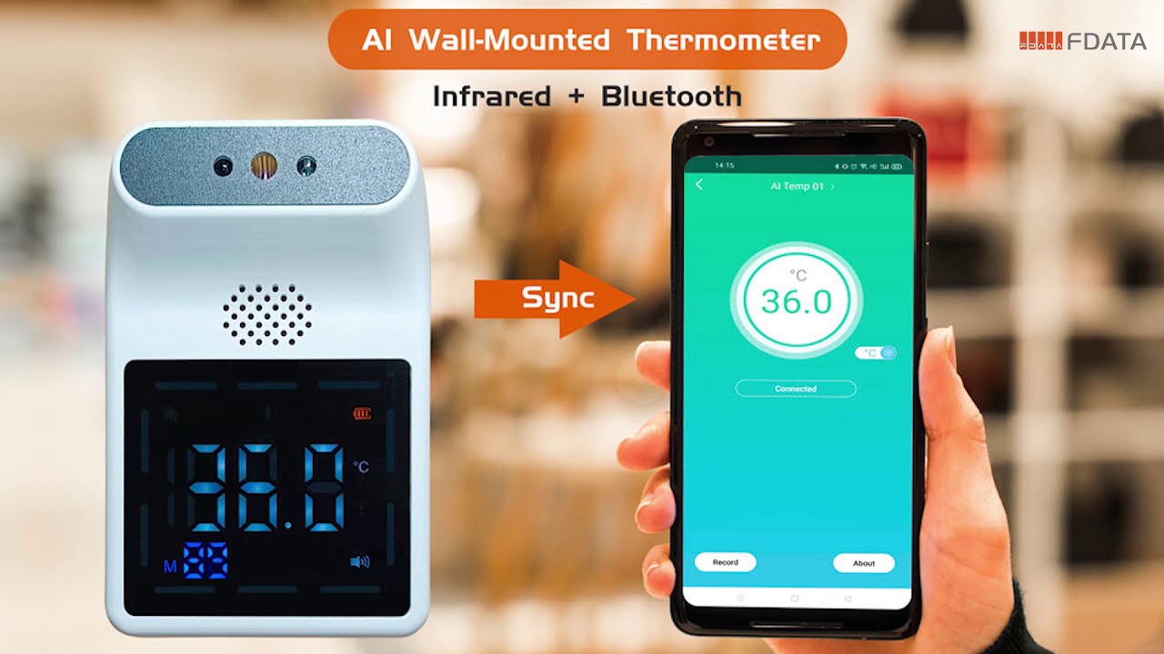 Fever alarm AI infrared thermometer bluetooth Sync with Smartphone