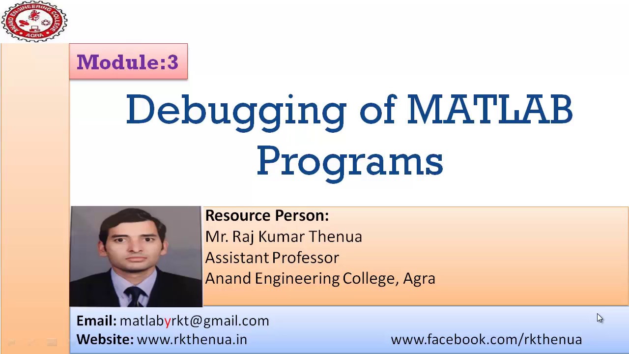 Lecture-46 Debugging of  MATLAB programs (Hindi/Urdu)