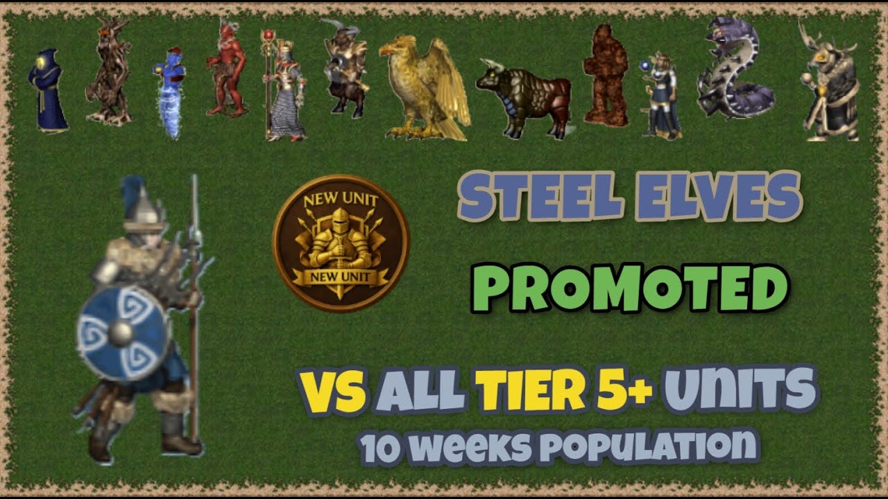 Steel Elves PROMOTED vs all level 5 upgraded units in Heroes 3
