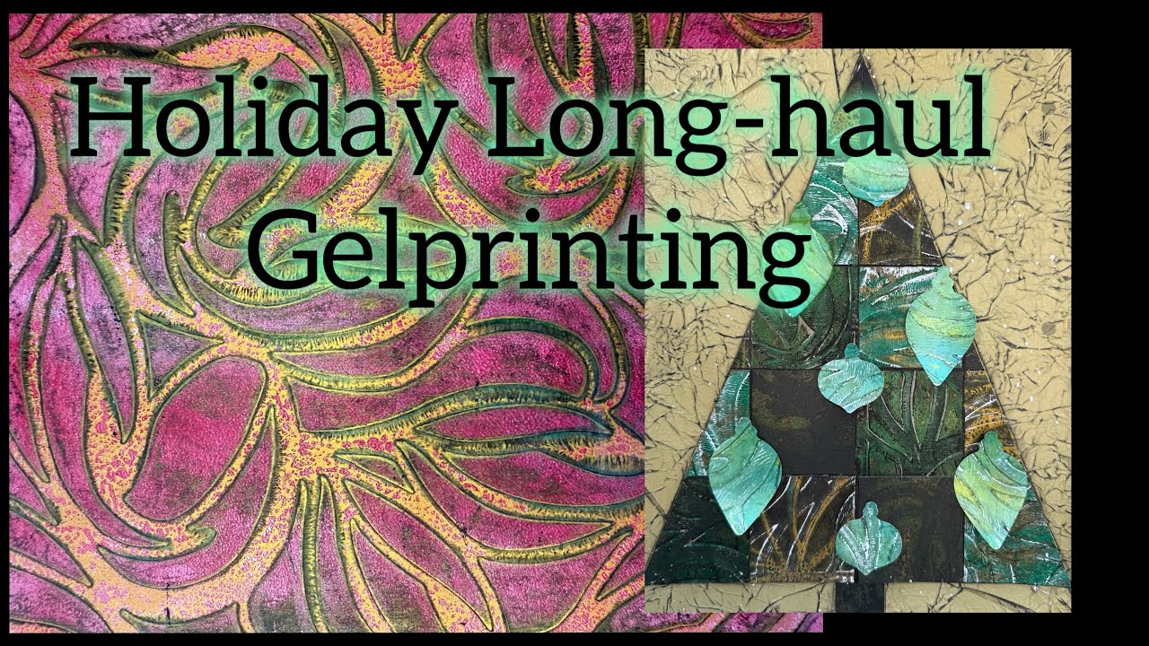 Holiday Themed Gelprinting fun with my New Stencil Design: Creeping Vines 
