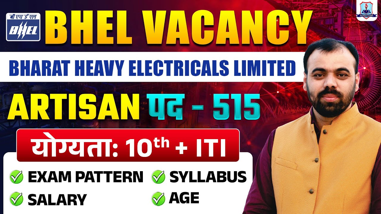 BHEL Artisan Recruitment 2025 | 515 Posts | 10th + ITI Vacancy 2025 | Eligibility, Salary, Syllabus