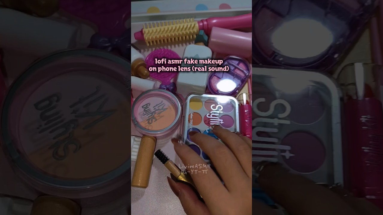 ASMR Lofi Fake Makeup on Phone Lens (real sound) #asmr #fakemakeup #toys #asmrsounds