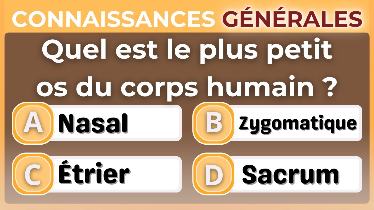 VOUS ÊTES TRÈS INTELLIGENT SI VOUS OBTENEZ 85 % DE BONNES RÉPONSES | CONNAISSANCES GÉNÉRALES 12
