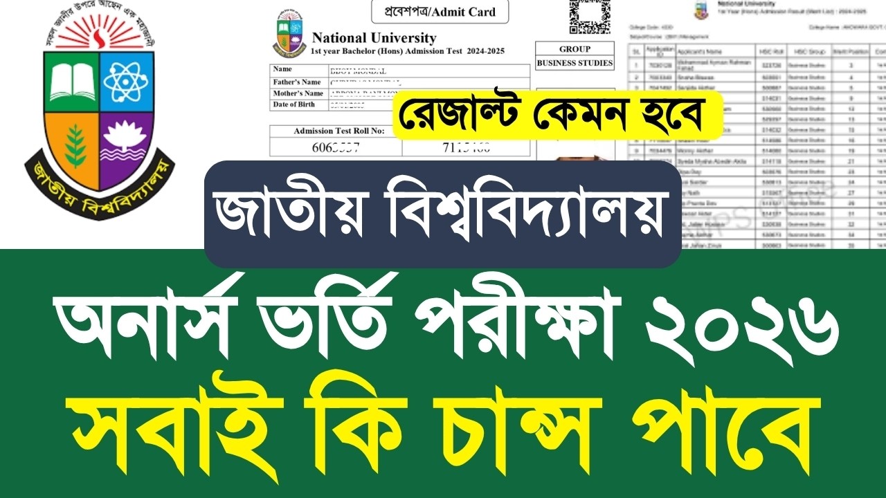 nu অনার্স ভর্তি পরীক্ষা ২০২৬ সবাই কি চান্স পাবে | NU honours admission result 2026 update news
