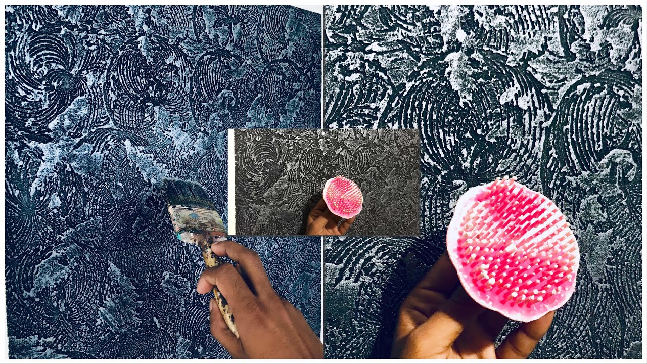 Texture design techniques in black and silver combination||texture new tools||New colouring ||