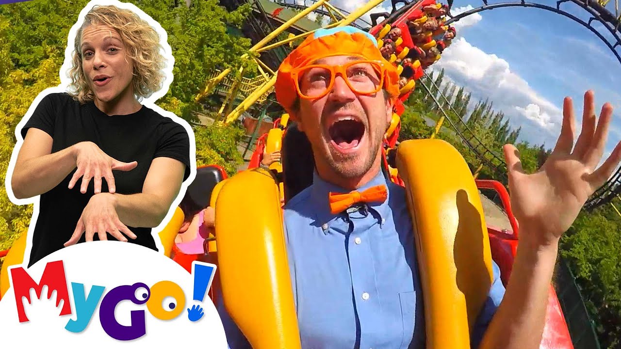 🎡 Theme Park Song | Blippi | MyGo! Sign Language for Kids | Educational Videos