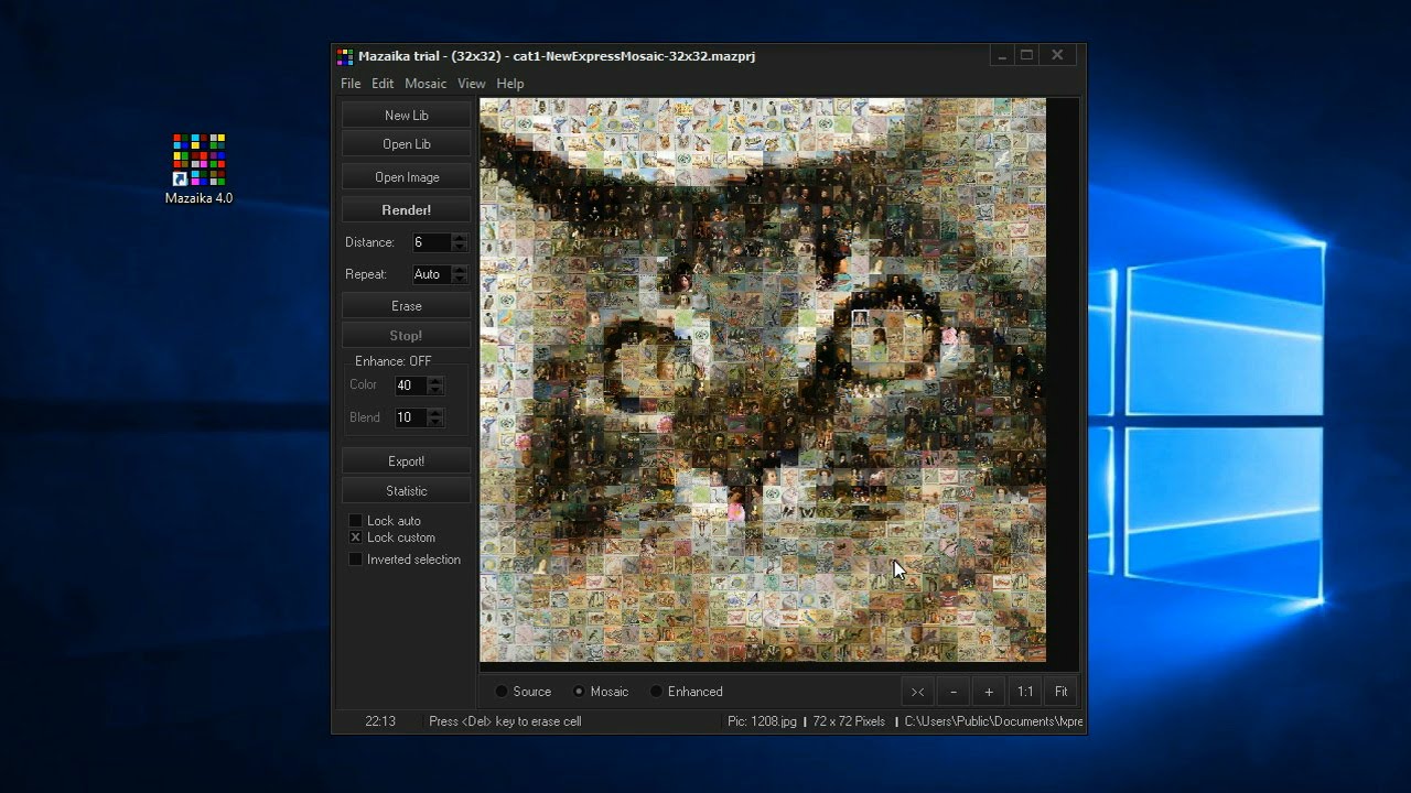 Make photo mosaic with Mazaika for Windows