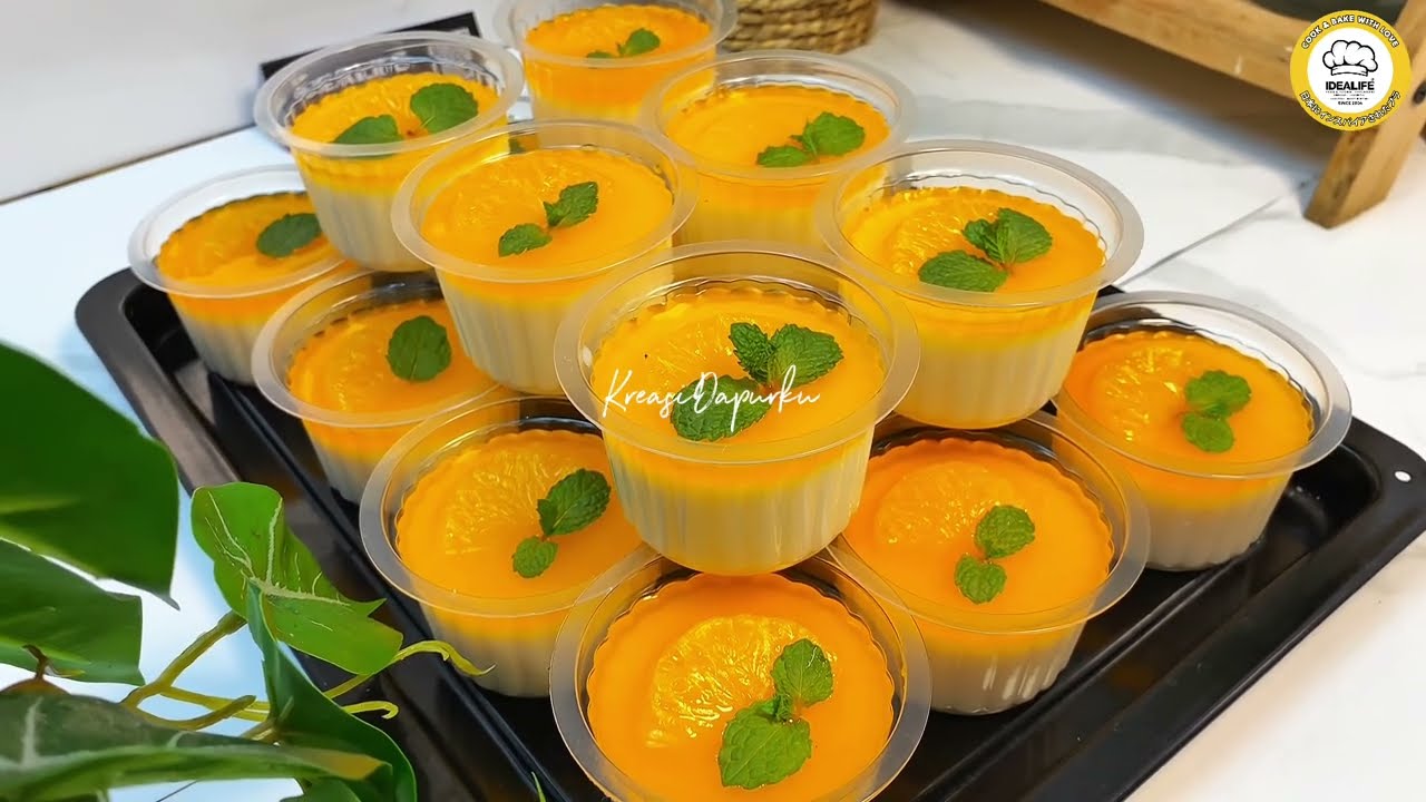 Cuma 5 Bahan‼️Silky Puding Jeruk Paling Lembut Seger