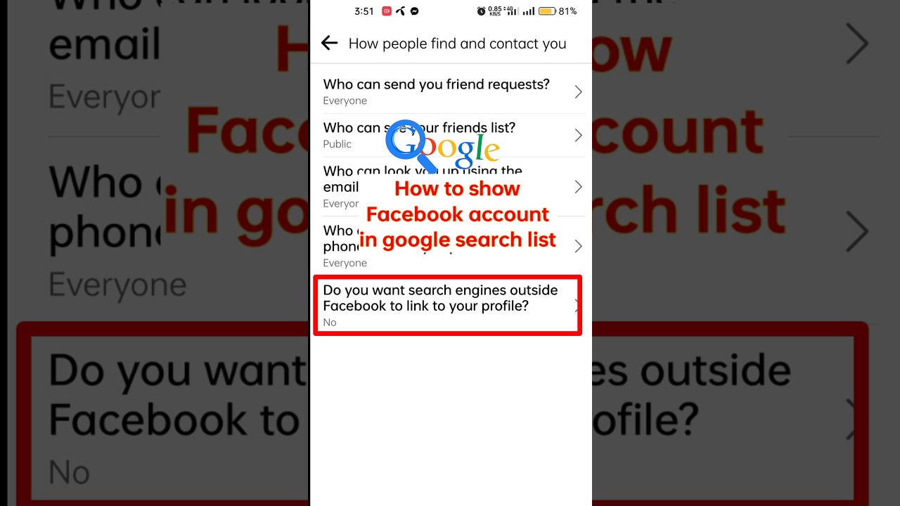 How to show Facebook account in google search list #shorts #shortvideo #facebook