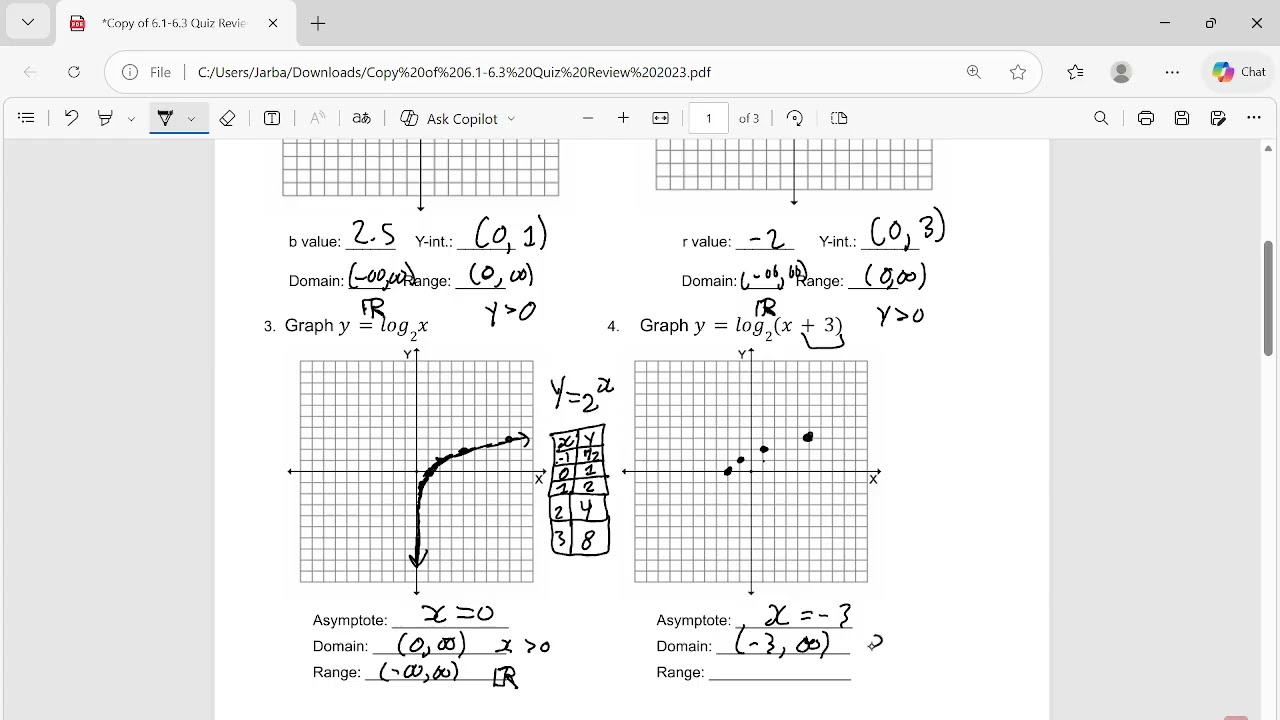 Algebra 2B (STEM) 6.1-6.3 Quiz Review