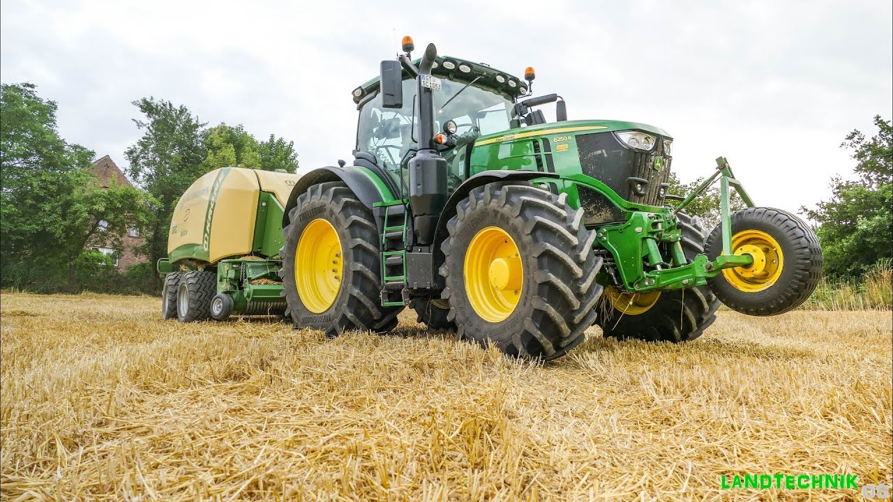 John Deere 6250R & Krone BigPack 1270 VC | Stroh pressen 2019 | Fendt 716, 409, 208 | Strohernte