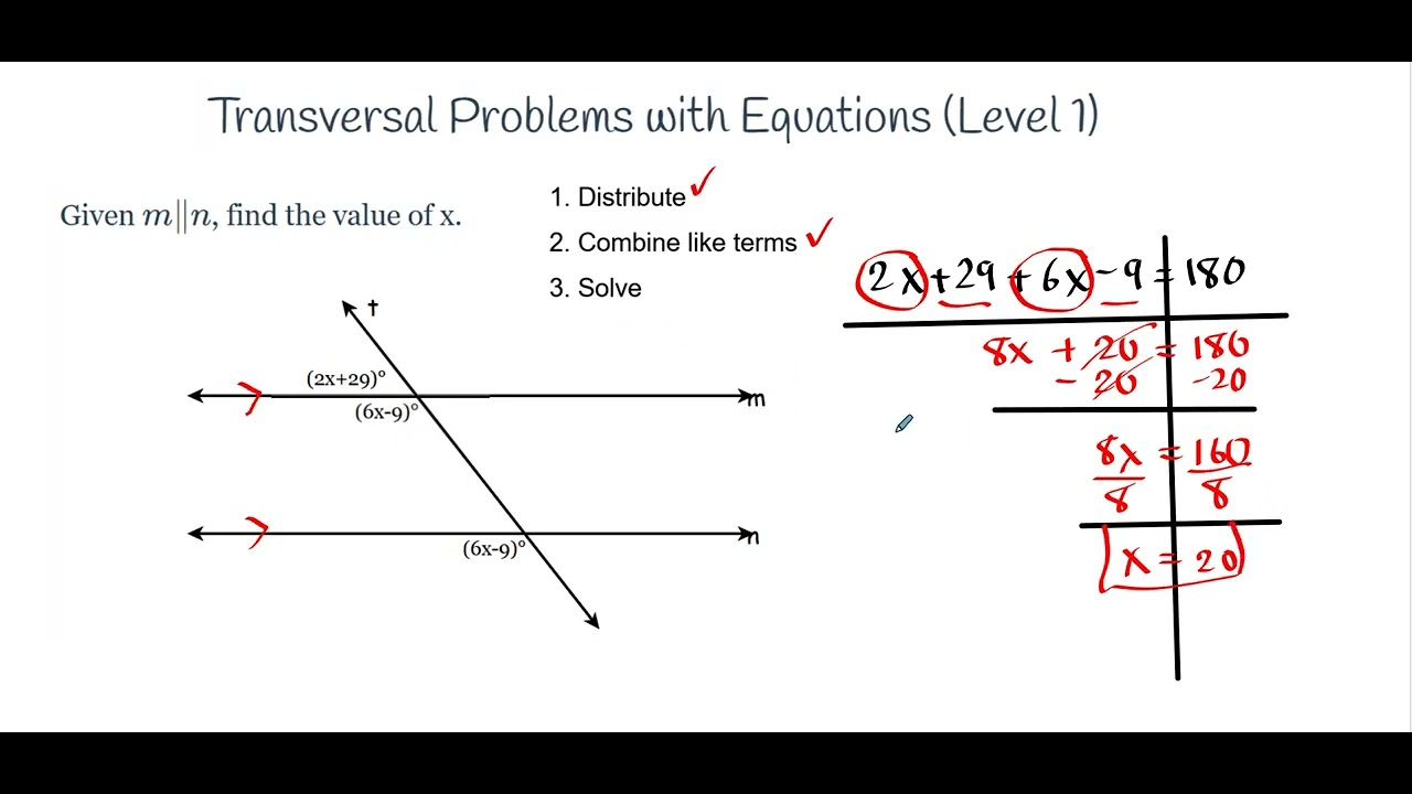 Transversal Problems with Equations Level 1